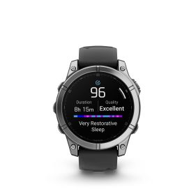 GARMIN FENIX E - 47 MM, AMOLED STAINLESS STEEL WITH BLACK SILICONE BAND