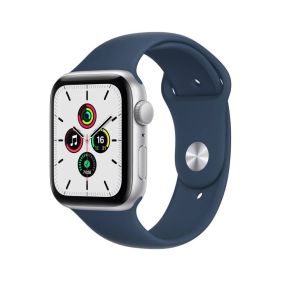 Apple Watch SE GPS, 44mm Silver Aluminium Case with Abyss Blue Sport Band - Regular (MKQ43AE/A)