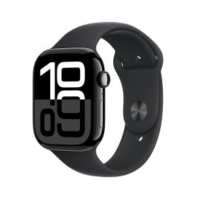 Apple Watch Series 10 GPS + Cellular 46mm Jet Black Aluminium Case with Black Sport Band - M/L (2024) 