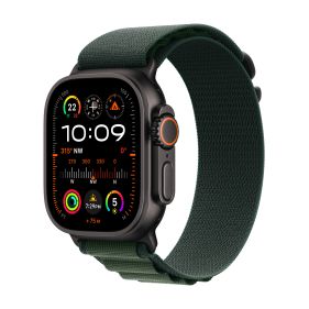 Apple Watch Ultra 2 GPS + Cellular 49mm Black Titanium Case with Dark Green Alpine Loop - Large (2024) 