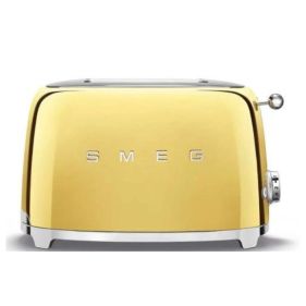 SMEG 2 SLICE 50S STYLE TOASTER, GOLD,6 BROWNING LEVELS,4 FUNCTIONS