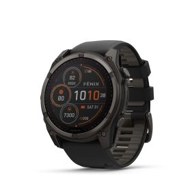 GARMIN FENIX 8 - 51 MM, SOLAR, SAPPHIRE CARBON GRAY DLC TITANIUM WITHBLACK/PEBBLE GRAY SILICONE