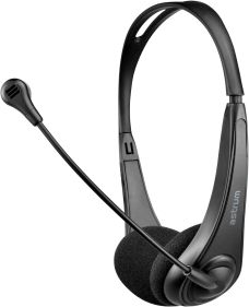 ASTRUM HS110 HEADSET WIRE STEREO, AUX IN FOR AUDIO AND MIC,ADJUSTABLE HEADBAND & MIC, VOLUME CONTROLLER,  IDEAL FOR PC CALL, SLEEK BLACK
