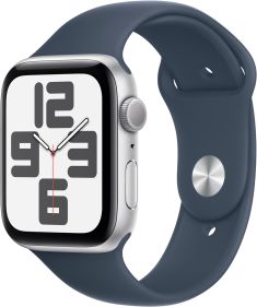 APPLE WATCH SERIES 9 GPS 45MM SILVER ALUMINIUM CASE WITH STORM BLUE SPORT BAND - M/L