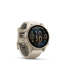 GARMIN FENIX 8 - 43 MM, AMOLED, SAPPHIRE SOFT GOLD WITH FOG GRAY/DARKSANDSTONE SILICONE BAND