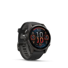 GARMIN FENIX 8 - 43 MM, AMOLED, SAPPHIRE CARBON GRAY DLC TITANIUM WITHBLACK/PEBBLE GRAY SILICONE