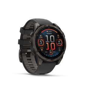 GARMIN FENIX 8 - 47 MM, AMOLED, SAPPHIRE CARBON GRAY DLC TITANIUM WITHBLACK/PEBBLE GRAY SILICONE