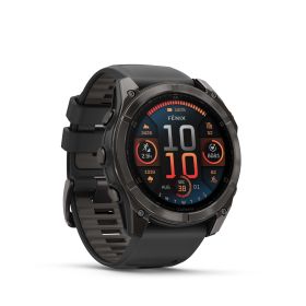 GARMIN FENIX 8 - 51 MM, AMOLED, SAPPHIRE CARBON GRAY DLC TITANIUM WITHBLACK/PEBBLE GRAY SILICONE